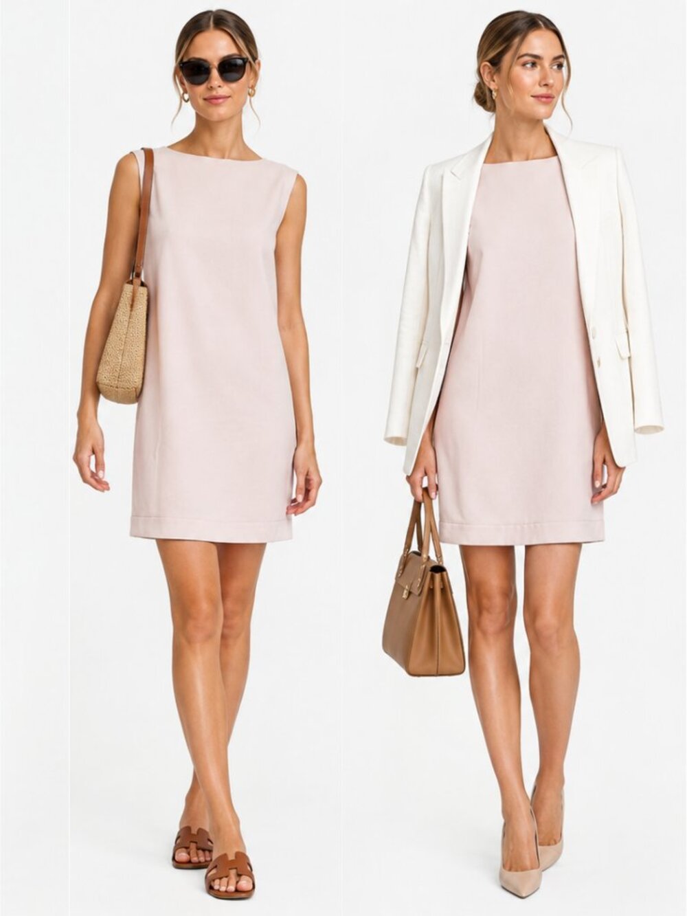 Tara Jarmon Pale Blush Sleeveless Shift Mini Dress